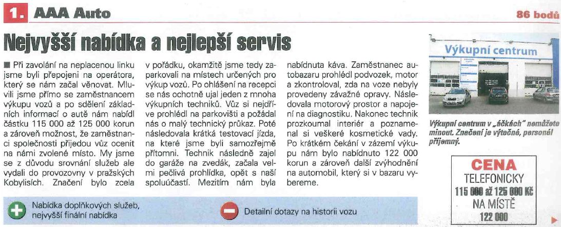 AAA AUTO hodnocení